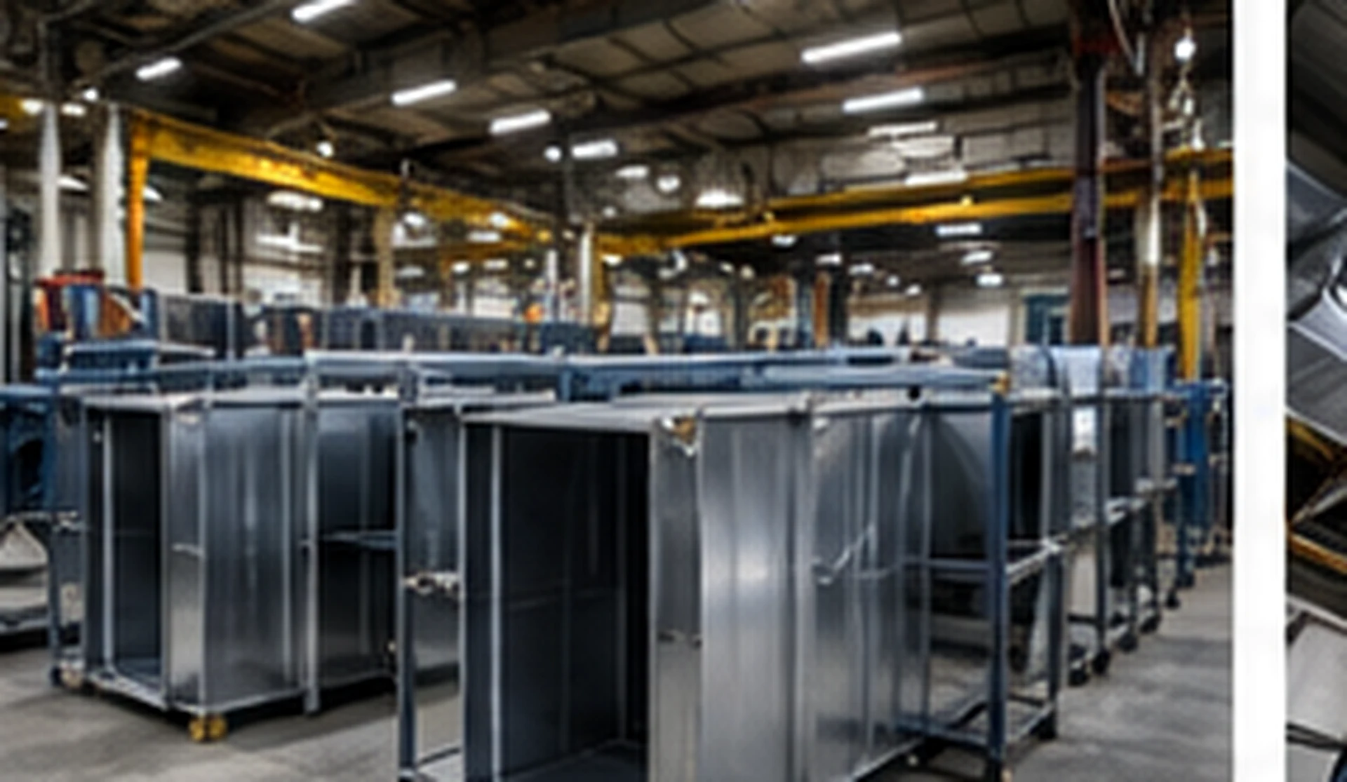 Commercial sheet metal fabrication shop with fabricated duct sections